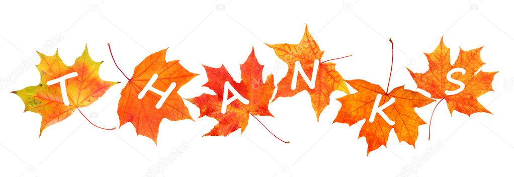 Autumn leaves with text Thanks 