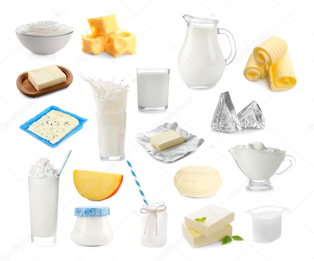 Different types of dairy products 