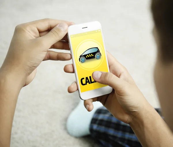 Taxi. Toepassing op telefoon — Stockfoto