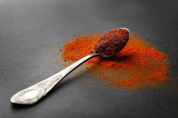 Spice in a spoon on a dark background — Stock Photo, Image