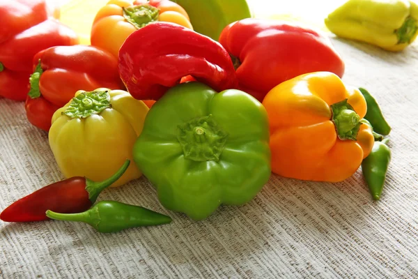 Fresh peppers on table — Stock Photo, Image