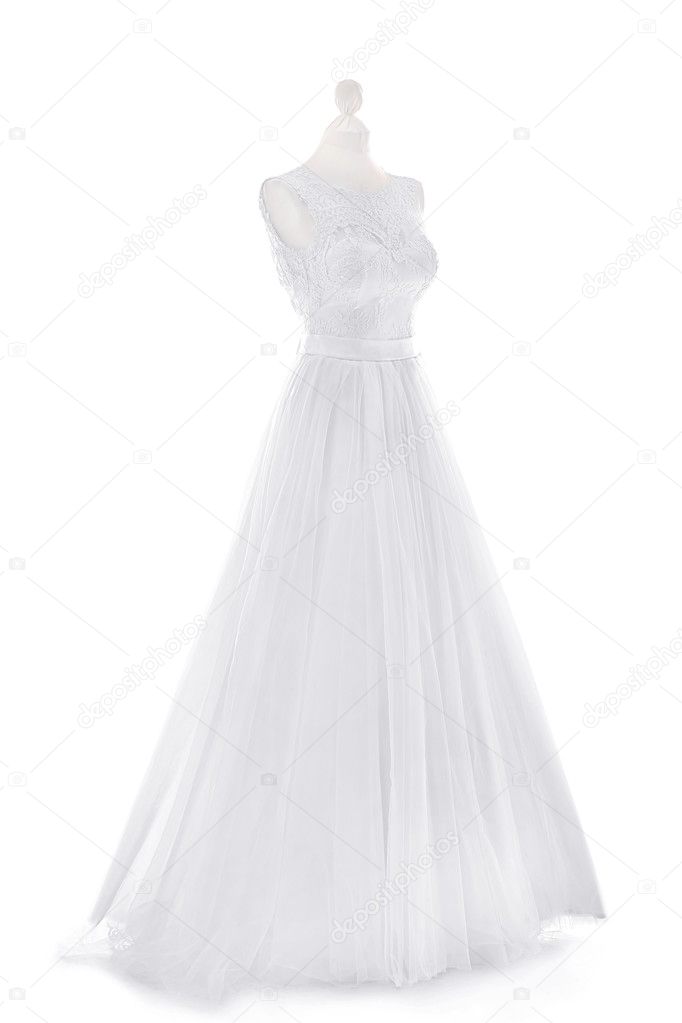 vestido de novia en maniquí — foto de stock © belchonock #126475744