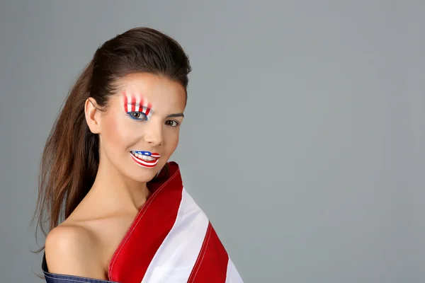 Девушка с макияжем США — стоковое фото