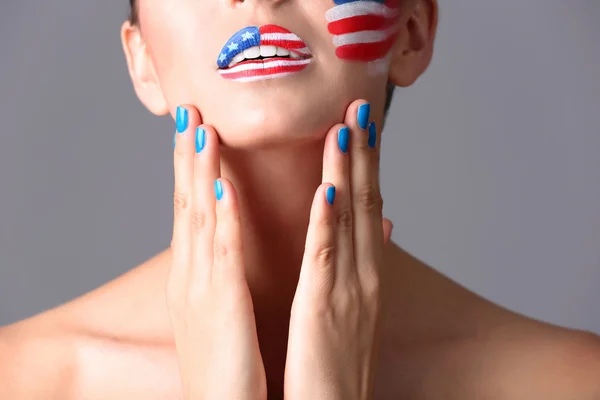 Girl with USA makeup — Stock Photo, Image