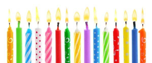 Birthday Kaarsen, geïsoleerd op wit — Stockfoto