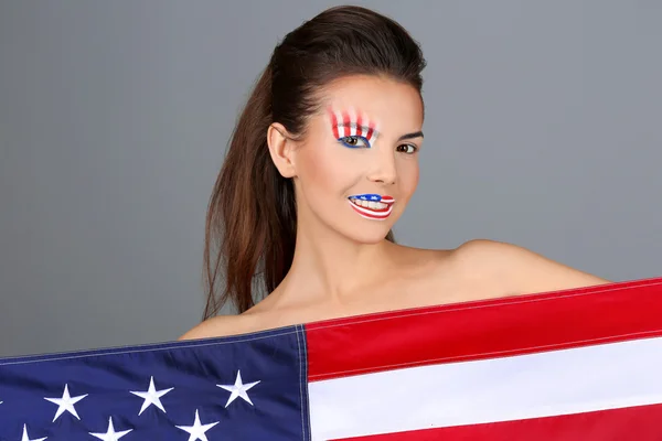 Girl with USA makeup — Stock Photo, Image