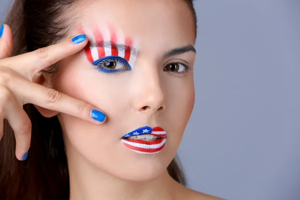 Girl with USA makeup Royalty Free Stock Images