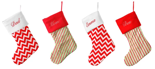 Schattig Christmas stocking geïsoleerd op wit — Stockfoto