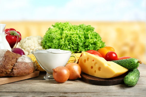 Vegetables and dairy products — Stock Photo, Image