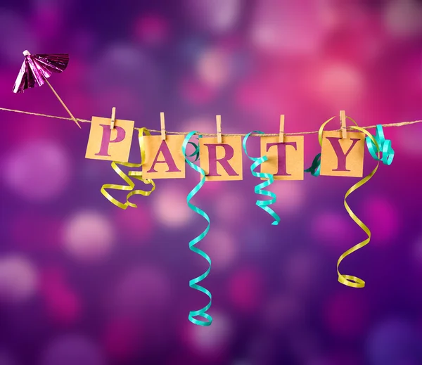 Party garland and decoration on bright color background. — Φωτογραφία Αρχείου