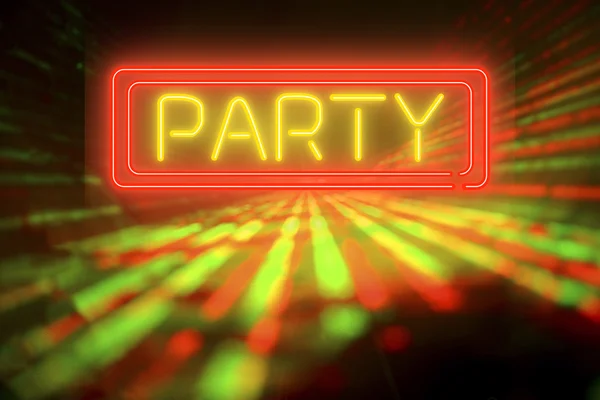 Texten Party på abstrakt laser ljus bakgrund — Stockfoto