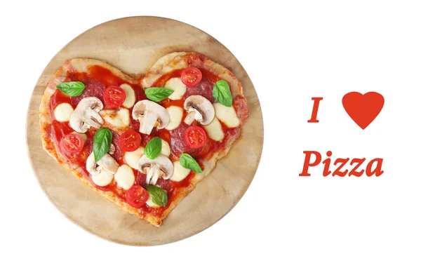 Smaczne pizza w kształcie serca, na białym tle — Zdjęcie stockowe