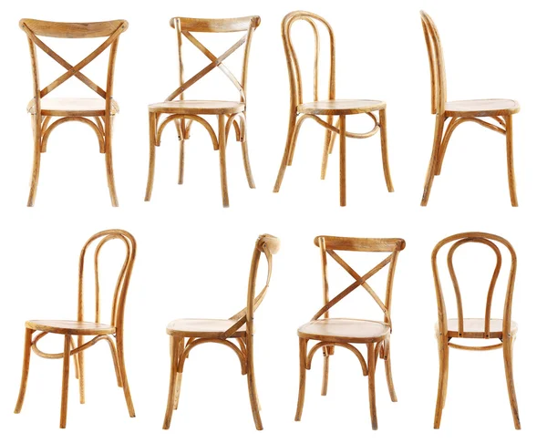 Colagem de cadeiras elegantes, isoladas em branco — Fotografia de Stock