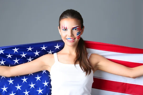 Girl with USA makeup — Stock Photo, Image