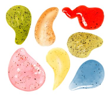 Beyaz arka plan üzerinde fırçalayın örnekleri kolaj