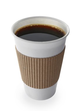 Bir fincan kahve, beyaz üzerine izole.