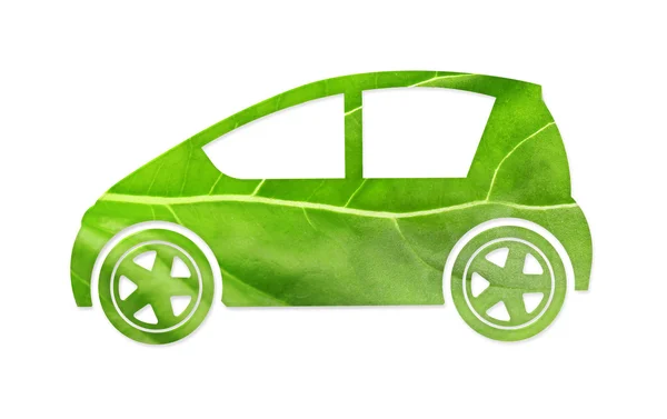 Car silhouette made of green leaf — Stock Photo, Image