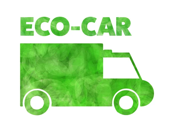 Car silhouette made of green leaf — Stock Photo, Image