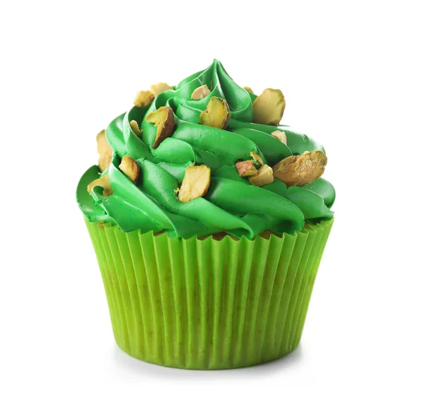 Cupcake al pistacchio, isolato su bianco — Foto Stock