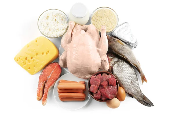 Livsmedel mycket protein isolerad på vit — Stockfoto