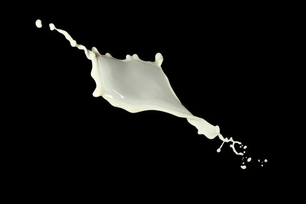 Plons melk op zwarte achtergrond — Stockfoto