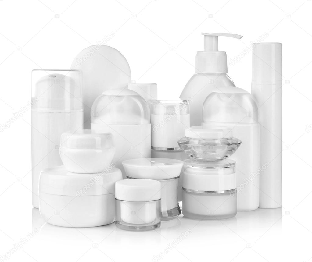 Set of body care products isolated on white