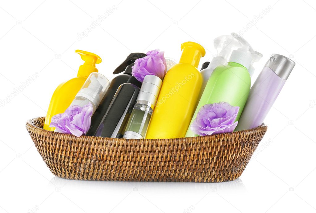 Set of body care products isolated on white