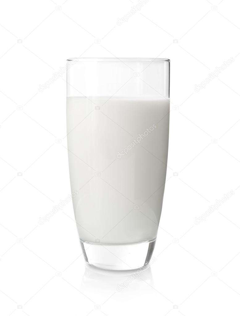 Glass of tasty milk isolated on white