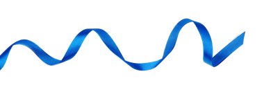 Beyaz arkaplanda mavi kurdele