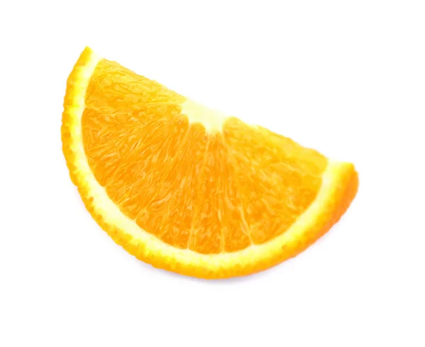 Fatia de fruta laranja, isolada em branco — Fotografia de Stock