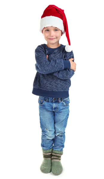 Niño en sombrero de santa —  Fotos de Stock