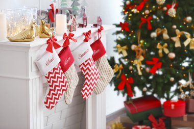 Şömine oda iç asılı Noel çorap