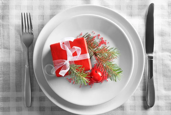 Configuração de mesa para o jantar de Natal — Fotografia de Stock