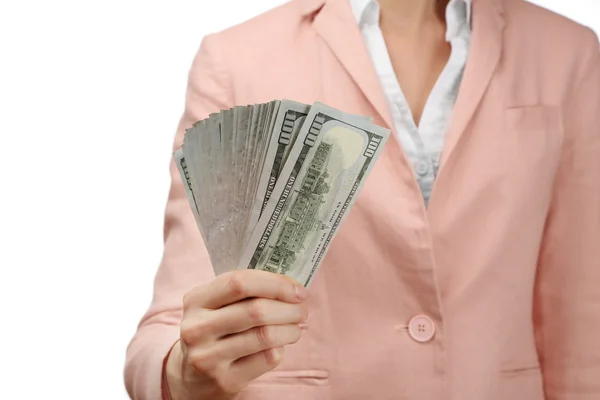 Woman in pink suit — Stock Photo, Image