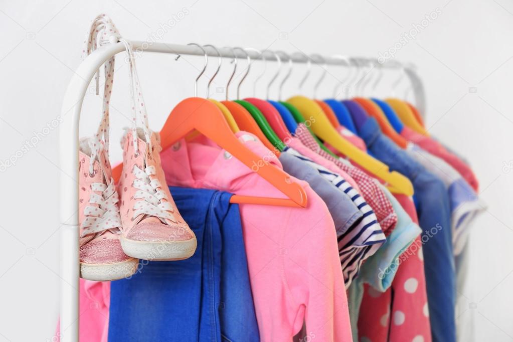 Clothes hanging on rack  