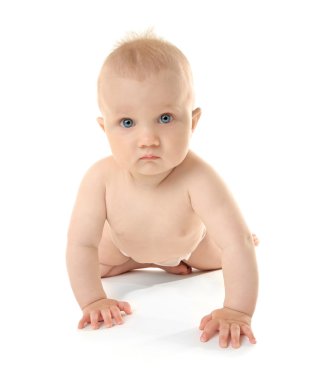 Beyaz arka plan üzerinde küçük bebek