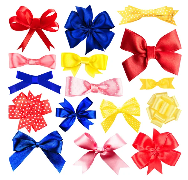 Set of colorful festive bows on white background — Stock Photo, Image