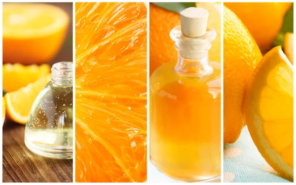 Collage av orange spa. Skönhet behandlingskoncept. — Stockfoto