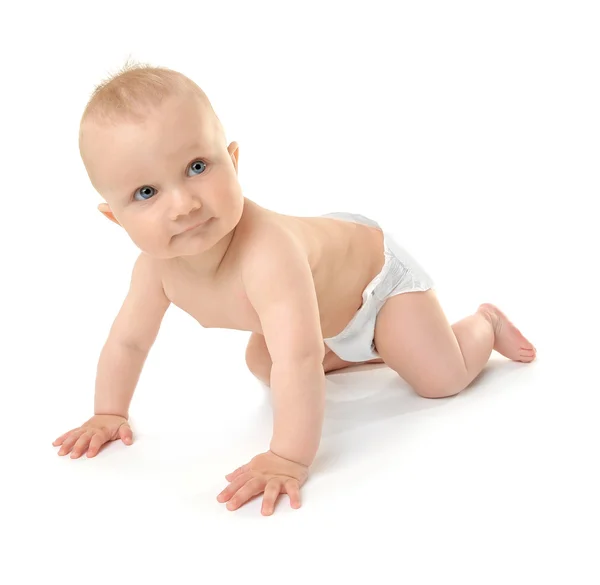 Schattige kleine baby op witte achtergrond — Stockfoto