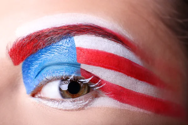 Girl with USA makeup, closeup — Stock Photo, Image