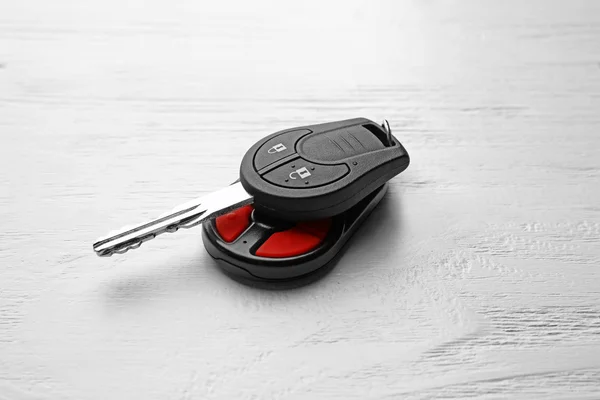 Car key on wooden table — Stock Photo, Image