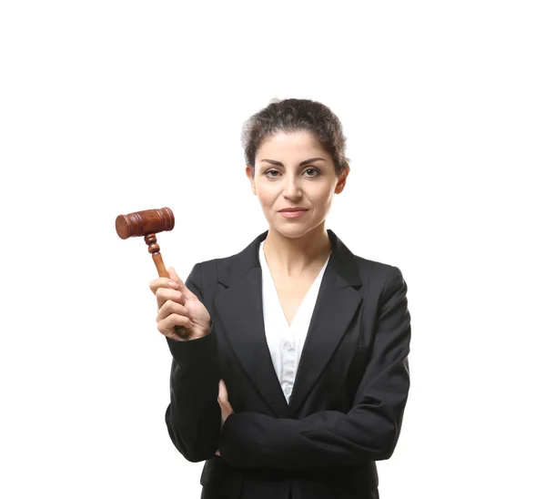 Portrait of successful female judge isolated on white — Stock Photo, Image