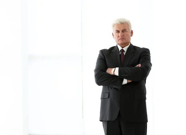 Uomo d'affari maturo di successo su sfondo chiaro — Foto Stock