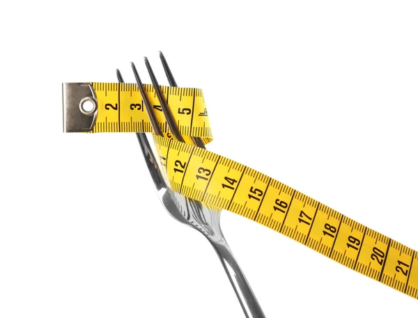 Fork with measuring tape — Stock Photo, Image