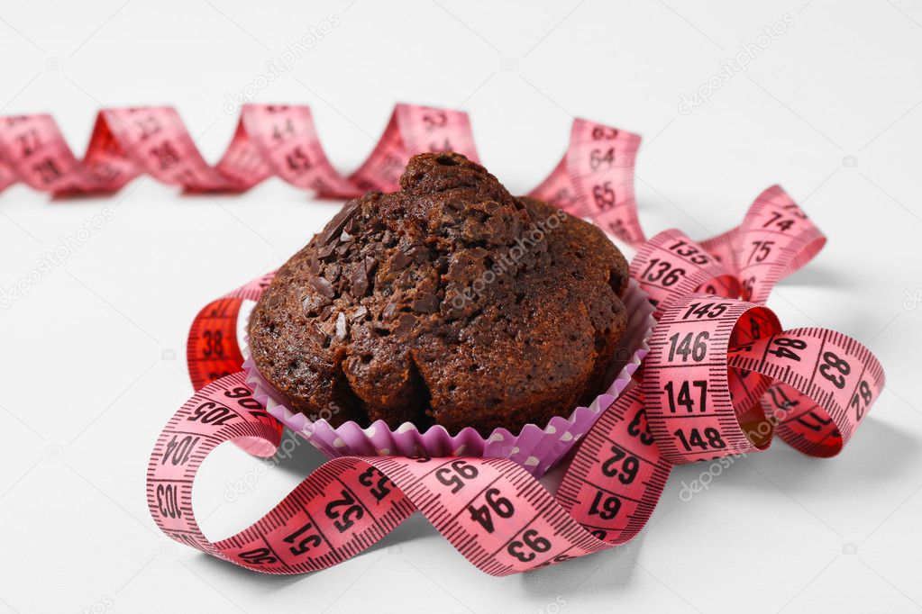 Chocolate muffin with centimeter 