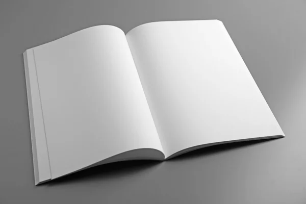 Blank open brochure on grey background — Stock Photo, Image