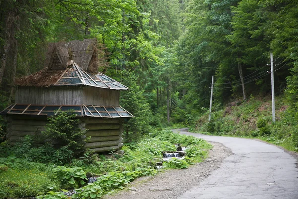 Casa de madera en el borde del bosque — Foto de Stock