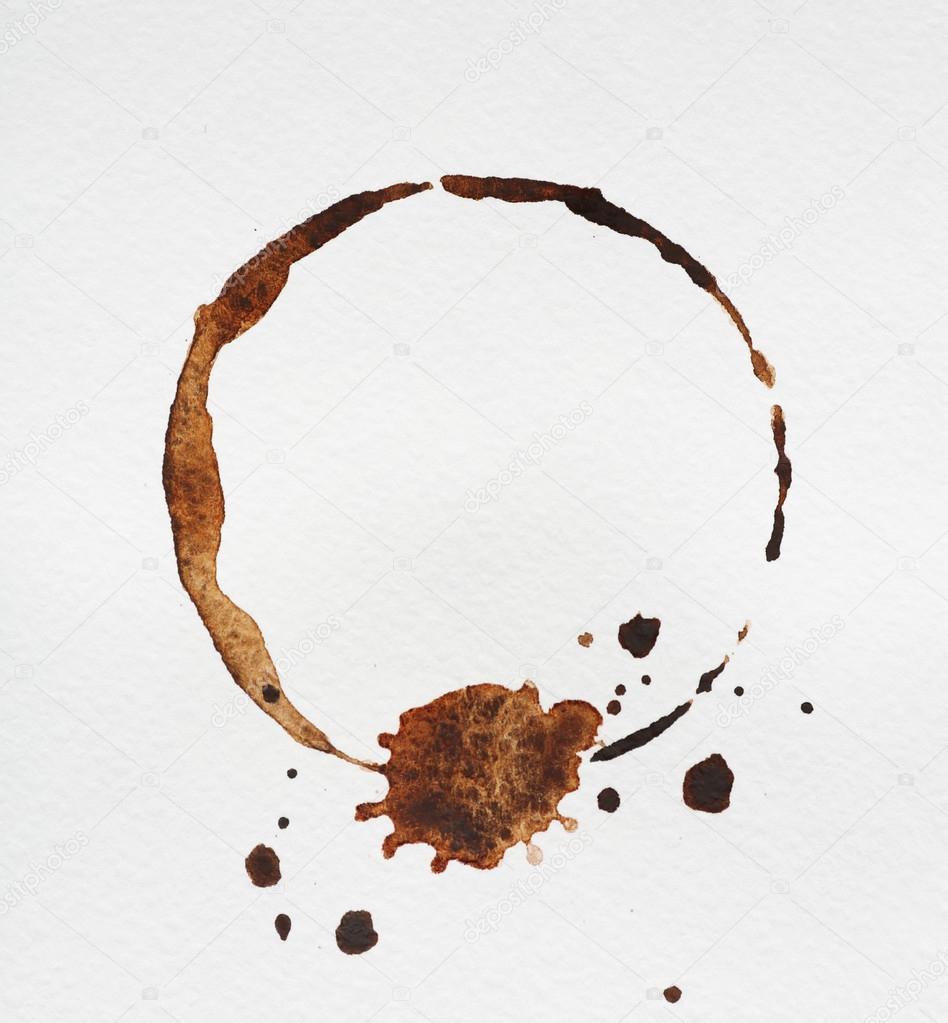 Coffee stain on white background, closeup