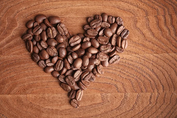 Heart formed by coffee beans