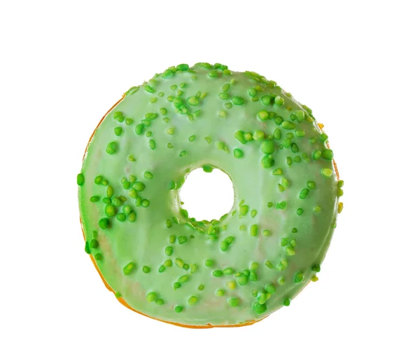 Donut saboroso com polvilhas isoladas em branco — Fotografia de Stock